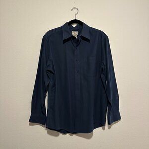 L.L.Bean Men's Blue Cotton Knit Long Sleeve Button Front Shirt Size Medium